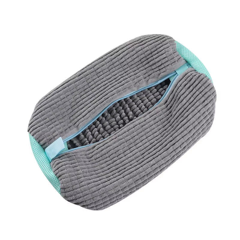 1PC Durable Shoe Washing Machine Bag for All Shoe Types-Yellow/Grey with Zipper for Sneakers and Casual Shoes Laundry Wash Bag